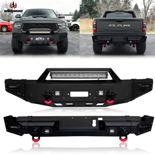 Fit for Dodge Ram 1500 5.7L Wild Power Front Bumper Bull Bar 4wd Steel Front Winch Bumper Bar & Rear Step Bumper 2011-2018model