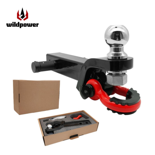 WILDPOWER Black welded square mouth with tongue + ball joint + shackle "Lock" Universal Off-Road for SUV