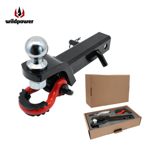 Black welded square mouth with tongue + ball joint + shackle (Pin ) Universal Off-Road for SUV/Trailers Pintle Hook & Hitch Receiver