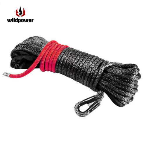 wild power Black winch rope + red sheath (black retaining ring + aluminum tail buckle) 6mm*15m