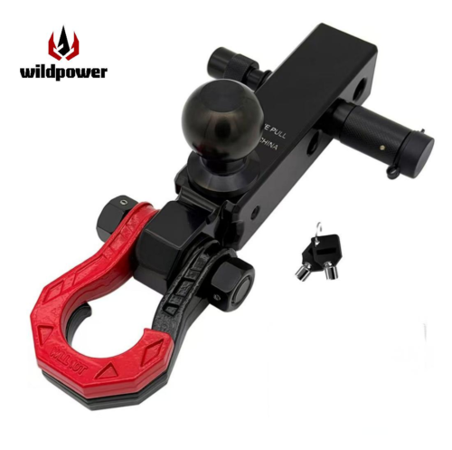 Dragon and phoenix split (black + red) + black three-hole ball Aluminum alloy trailer arm + lock (box set) Universal Off-Road for SUV
